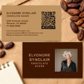 Simple Brown Chocolate Maker Photo Social QR Code Visitekaartje