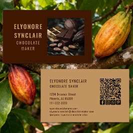 Simple Brown Chocolate Maker Photo Social QR Code  Visitekaartje