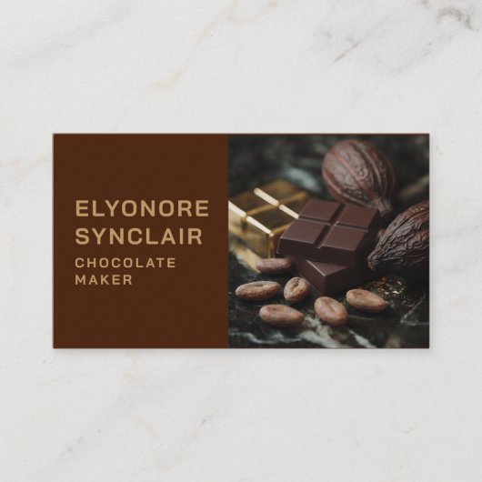 Simple Brown Chocolate Maker Photo Social QR Code  Visitekaartje (Voorkant)