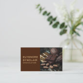 Simple Brown Chocolate Maker Photo Social QR Code  Visitekaartje (Staand voorkant)