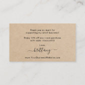 Simple Brown Elegant Rustic Order Insert Kaart Visitekaartje (Achterkant)