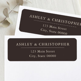 Simple Brown Elegant Wedding Return Address Etiket