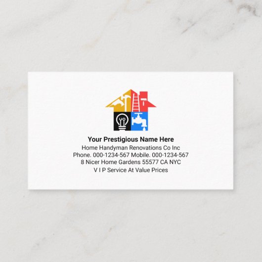 Simple Brown Handyman Striped Layer Visitekaartje (Achterkant)