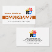 Simple Brown Handyman Striped Layer Visitekaartje (Voorkant / Achterkant)