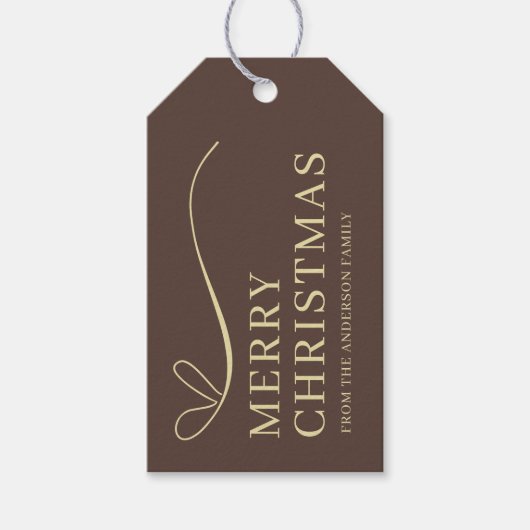 Simple brown modern Merry Christmas  Cadeaulabel (Voorkant)