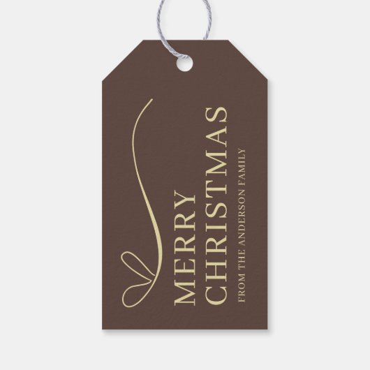 Simple brown modern Merry Christmas Cadeaulabel (Achterkant)