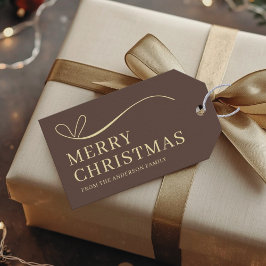 Simple brown modern Merry Christmas  Cadeaulabel