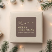 Simple brown modern Merry Christmas  Vierkante Sticker