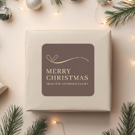 Simple brown modern Merry Christmas  Vierkante Sticker