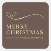 Simple brown modern Merry Christmas  Vierkante Sticker (Voorkant)