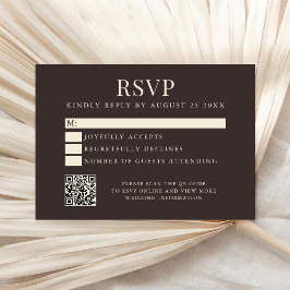 Simple Brown Modern Wedding RSVP Kaartje