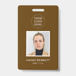 Simple Brown Professional Employee Kantoor Foto-ID Badge