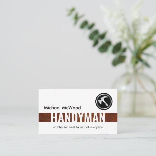 Simple Brown Wood Handyman Layer Visitekaartje (Staand voorkant)