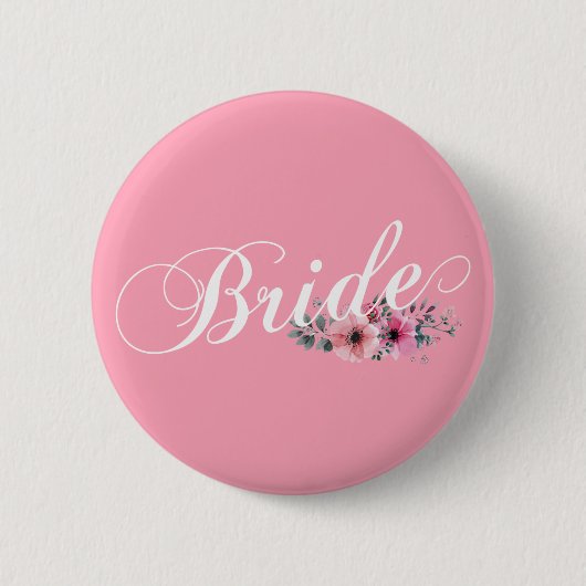 Simple Bruid Bloem Calligrafie | Speld Knop Ronde Button 5,7 Cm (Voorkant)