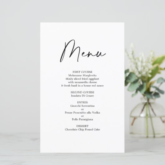 Simple bruiloft Menu Kaart (Staand voorkant)