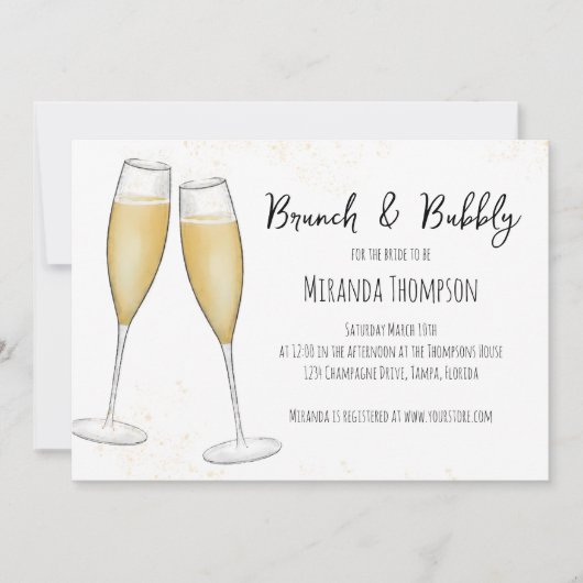 Simple Brunch en Bubble Champagne Vrijgezellenfees Kaart (Voorkant)