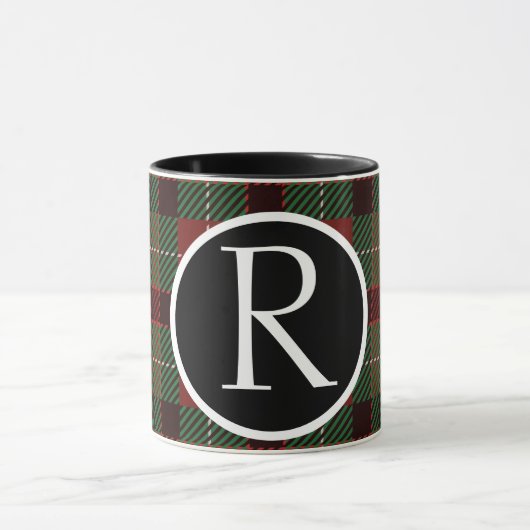 SImple buffalo plaid monogram Mok (Midden)