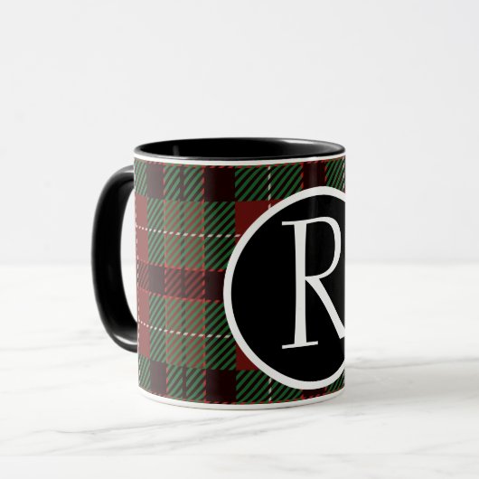 SImple buffalo plaid monogram Mok (Voorkant links)