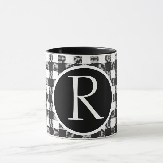SImple buffalo plaid monogram Mok (Midden)