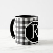 SImple buffalo plaid monogram Mok (Voorkant links)