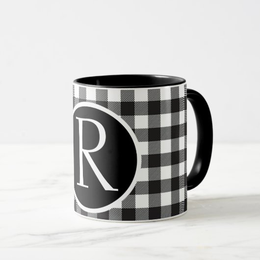 SImple buffalo plaid monogram Mok (Voorkant rechts)