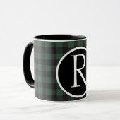 SImple buffalo plaid monogram Mok (Voorkant links)