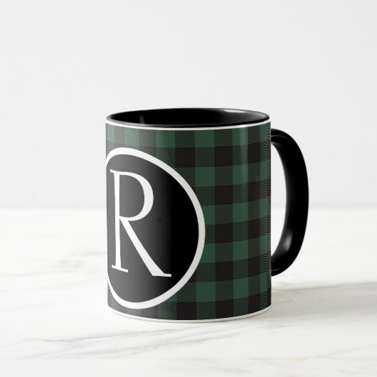SImple buffalo plaid monogram Mok (Voorkant rechts)