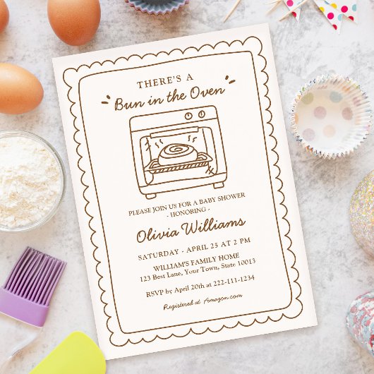 Simple Bun in the Oven Baby Shower Invitation Kaart