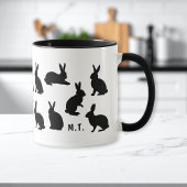 Simple Bunny Pattern In Black With Custom Monogram Mok