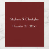Simple Burgundy and White Wedding Favor Wijn Etiket (Enkel label)