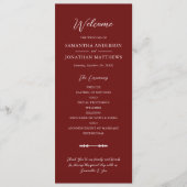 Simple Burgundy Elegant Script Wedding Ceremony Programmakaart (Voorkant)