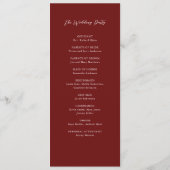 Simple Burgundy Elegant Script Wedding Ceremony Programmakaart (Achterkant)