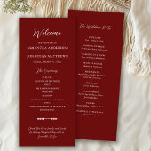 Simple Burgundy Elegant Script Wedding Ceremony Programmakaart