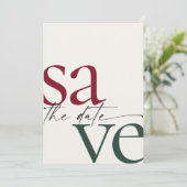 Simple Burgundy Hunter Green Photo Save The Date (Staand voorkant)