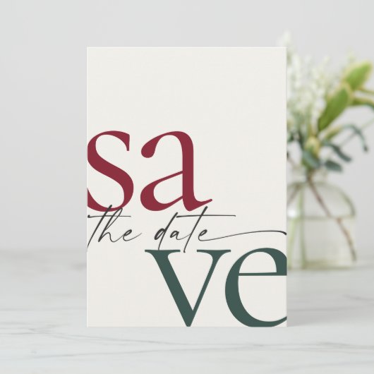 Simple Burgundy Hunter Green Photo Save The Date (Staand voorkant)