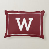 Simple Burgundy Red Initiaal Monogram Accent Kussen (Achterkant)