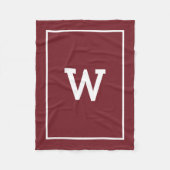 Simple Burgundy Red Initiaal Monogram Fleece Deken (Voorkant)