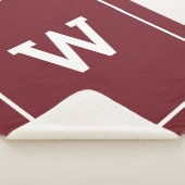 Simple Burgundy Red Initiaal Monogram Sherpa Deken (3/4)