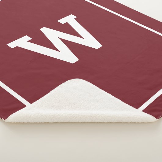 Simple Burgundy Red Initiaal Monogram Sherpa Deken (3/4)