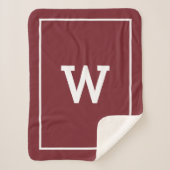 Simple Burgundy Red Initiaal Monogram Sherpa Deken (Voorkant)