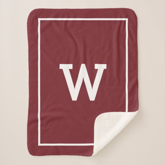 Simple Burgundy Red Initiaal Monogram Sherpa Deken (Voorkant)