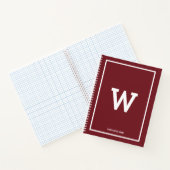 Simple Burgundy Red Initiaal Monogram Sketchbook Notitieboek (Binnen)