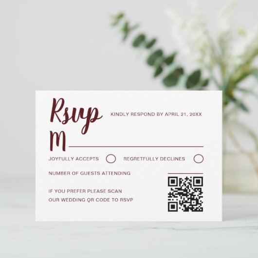 Simple Burgundy RSVP Wedding  (Staand voorkant)
