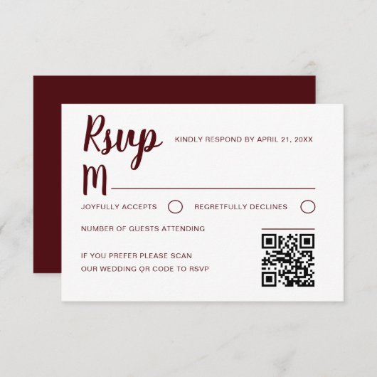 Simple Burgundy RSVP Wedding (Voorkant / Achterkant)