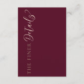 Simple Burgundy Wedding Details Informatiekaartje (Voorkant)