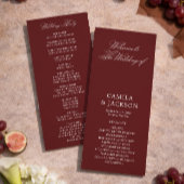 Simple Burgundy Wedding Flat Program Kaart