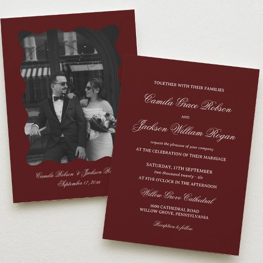Simple Burgundy Wedding  Kaart