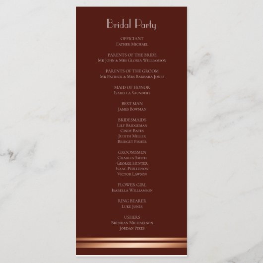 Simple Burgundy Wedding Program Programmakaart (Achterkant)