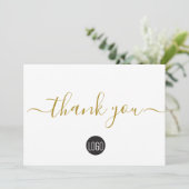 Simple Business Company logo Social Gold Black   Bedankkaart (Staand voorkant)