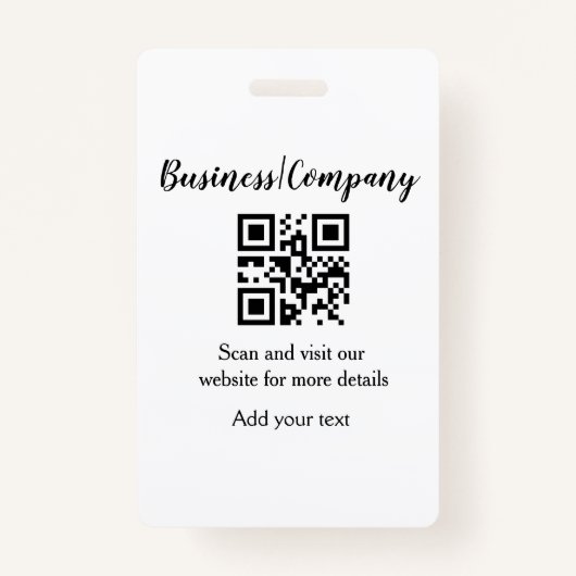 Simple business company website QR add nam Badge (Voorkant)